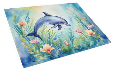 Spring Dolphin Glass Cutting Board Decorative Tempered Glass Kitchen Cutting and Serving Board Large Size Chopping Board