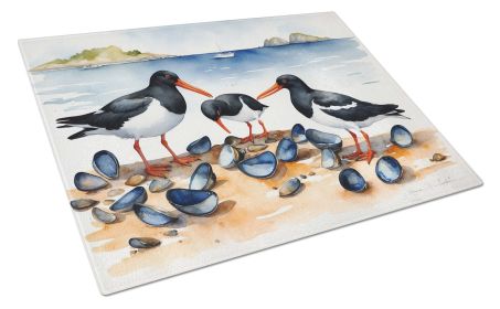 Oystercatchers Feeding Glass Cutting Board Decorative Tempered Glass Kitchen Cutting and Serving Board Large Size Chopping Board