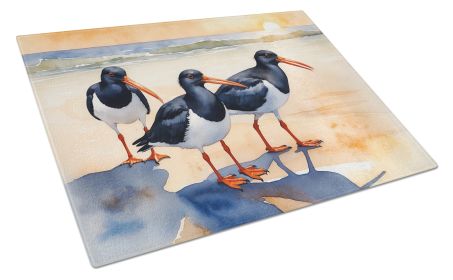 Oystercatchers Foraging Glass Cutting Board Decorative Tempered Glass Kitchen Cutting and Serving Board Large Size Chopping Board