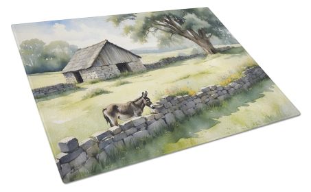 Donkey by the Stone Wall Glass Cutting Board Decorative Tempered Glass Kitchen Cutting and Serving Board Large Size Chopping Board