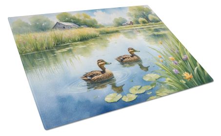 Mother Duck Glass Cutting Board Decorative Tempered Glass Kitchen Cutting and Serving Board Large Size Chopping Board (Default: Default)