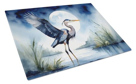 Blue Heron Under the Moonlight Glass Cutting Board Decorative Tempered Glass Kitchen Cutting and Serving Board Large Size Chopping Board (Default: Default)